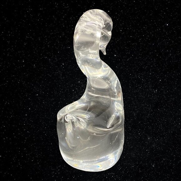 Vintage Art Glass Crystal Clear Swan Paperweight Figurine 4”T 3”W - Picture 6 of 9